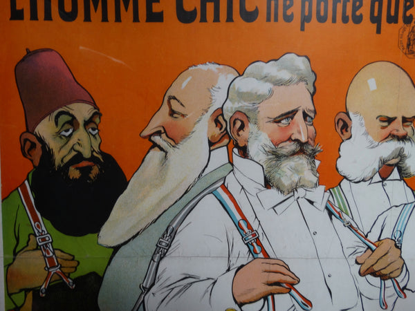 Albert Guillaume - Advertisement for Charles Guyot Suspenders - Lithographic Poster 1906 AP1205