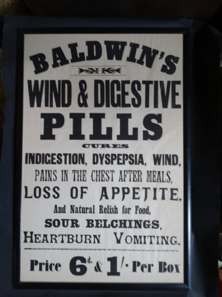 Baldwin's Wind & Digestive Pills Advertising Broadside c 1880
