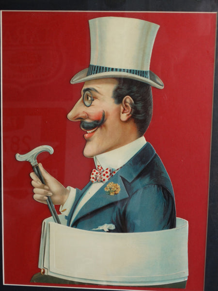 Men's Collars Store Display Placard - Stone Litho c 1900