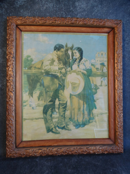 Mexican Calendar Art Litho - Rodolfo de la Torre - Amor Ranchero - 1938 - AP1238