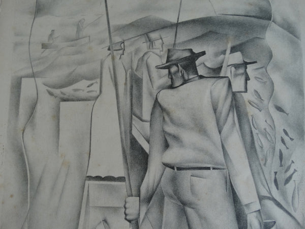 Everett Gee Jackson lithograph - Fishing Barge c 1935 - Artist's Proof AP1254