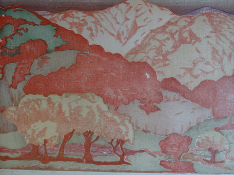 Anders Aldrin -California Hills - Block Print circa 1930s AP1269