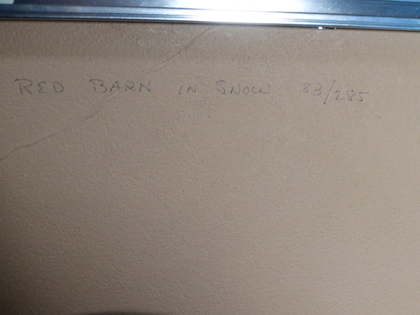 Eyvind Earle Serigraph Red Barn In Snow AP1334