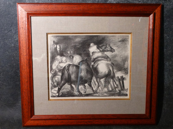 Jon Carbino (1905-1964) - Escaped Bull 1937 - Lithograph AP1355