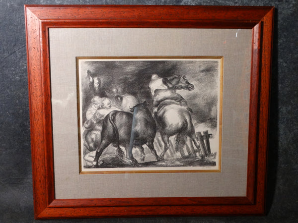 Jon Carbino (1905-1964) - Escaped Bull 1937 - Lithograph AP1355