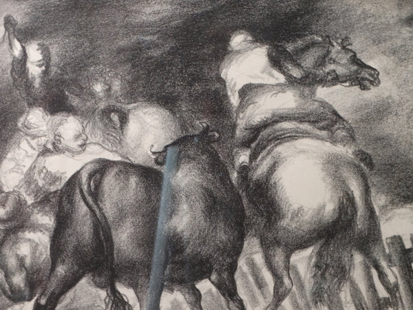 Jon Carbino (1905-1964) - Escaped Bull 1937 - Lithograph AP1355