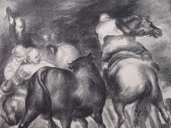 Jon Carbino (1905-1964) - Escaped Bull 1937 - Lithograph AP1355