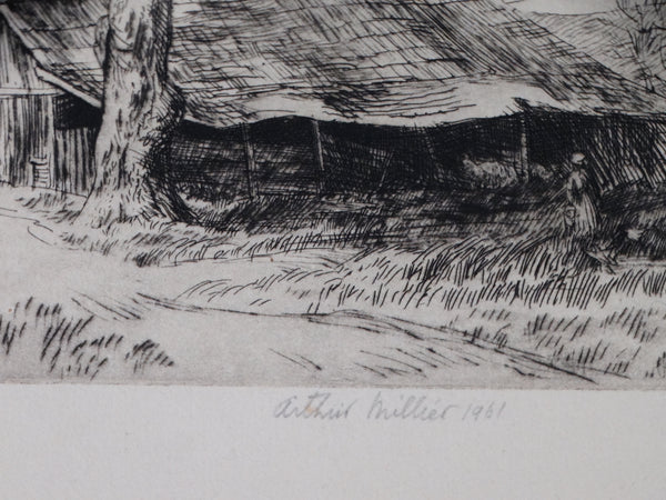 Arthur Millier - Old Barn Paso Robles 1961 Etching AP1365