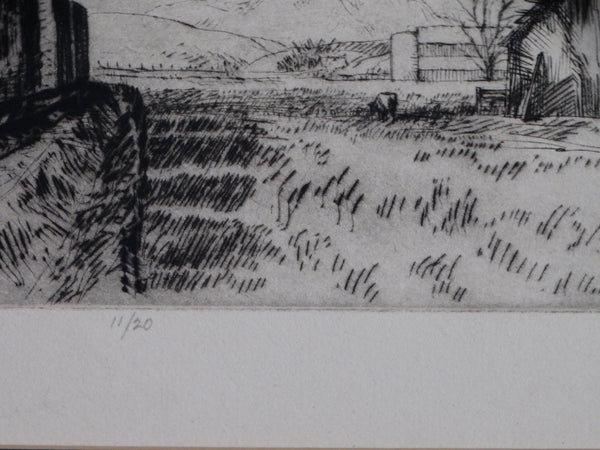 Arthur Millier - Old Barn Paso Robles 1961 Etching AP1365