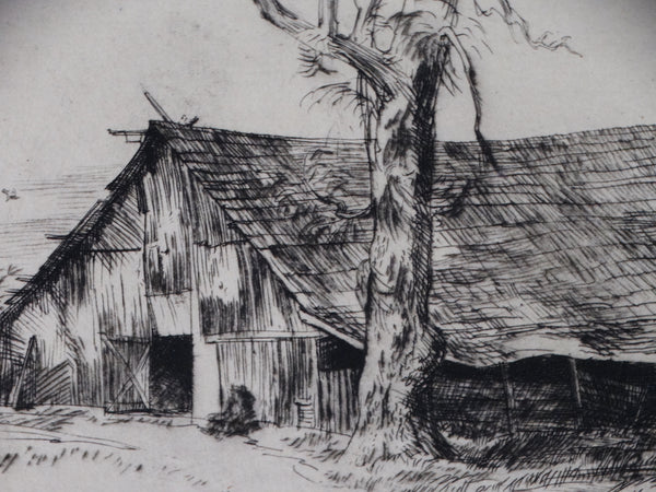 Arthur Millier - Old Barn Paso Robles 1961 Etching AP1365