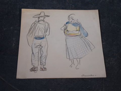Alberto Beltrán - Sketch of a Man and of a Woman in Atlacomulco AP1377