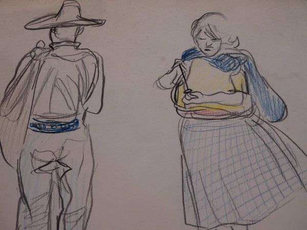 Alberto Beltrán - Sketch of a Man and of a Woman in Atlacomulco AP1377