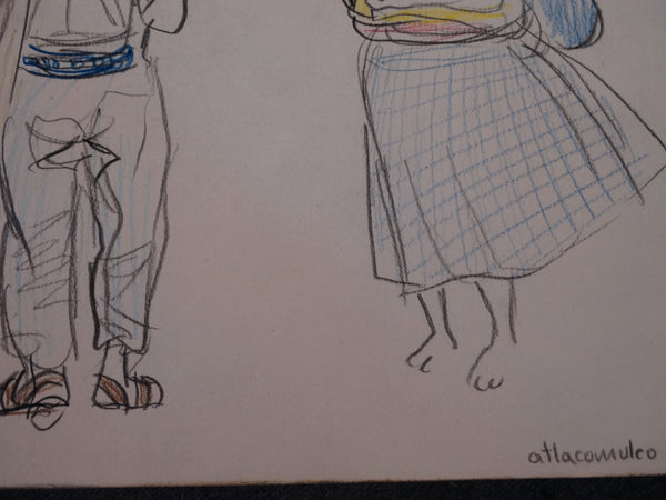 Alberto Beltrán - Sketch of a Man and of a Woman in Atlacomulco AP1377