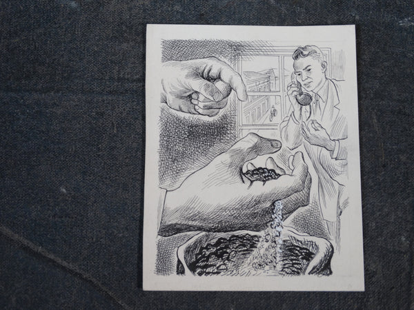 Alberto Beltran - Ink Illustration - How much for the Coffee Beans? AP1383