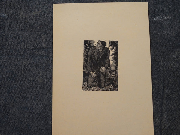 Alberto Beltrán Block Print - Kneeling Man - AP1384