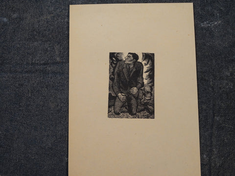 Alberto Beltrán Block Print - Kneeling Man - AP1384