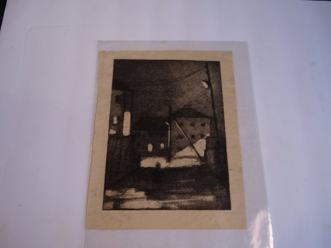 Marie Cofalka - Noctunal Street Scene - Lithograph on Parchment - c1960s AP1397