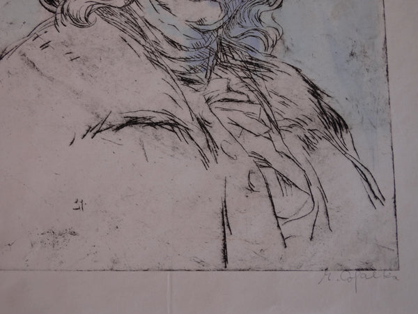 Marie Cofalka - Benjamin Franklin - Etching c1960s AP1400