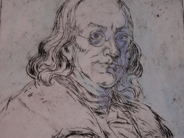 Marie Cofalka - Benjamin Franklin - Etching c1960s AP1400