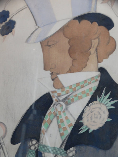 A Young Regency Dandy - Lithograph -1920s AP1454