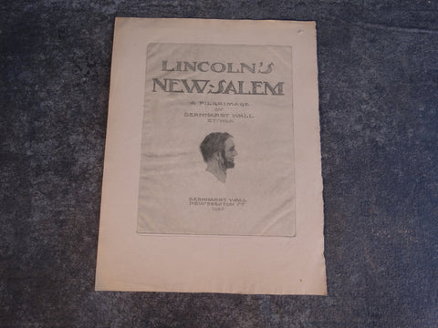 Bernhardt Wall - etching from his Lincoln Project -  1926 Title Page Lincoln's New Salem