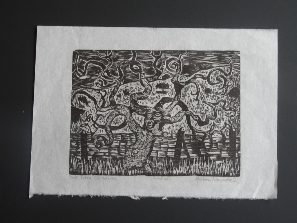 Byron Randall (1918-1999) - Woodcut -  Oak Tree, Sonoma AP1558