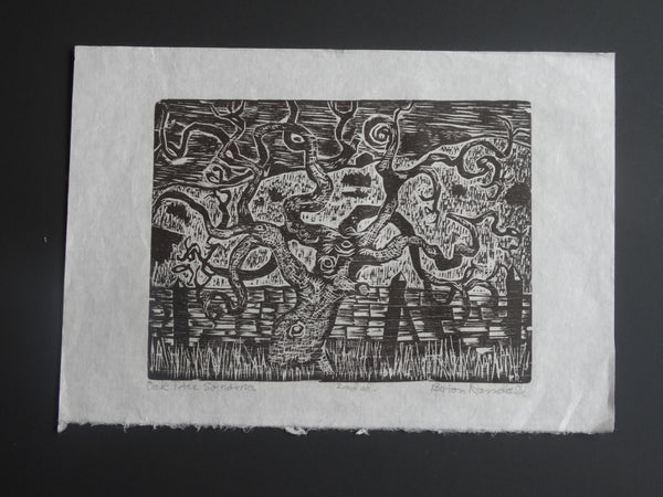 Byron Randall (1918-1999) - Woodcut -  Oak Tree, Sonoma AP1558