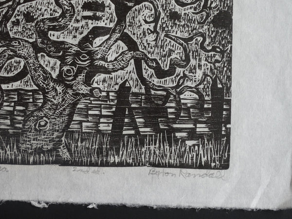 Byron Randall (1918-1999) - Woodcut -  Oak Tree, Sonoma AP1558