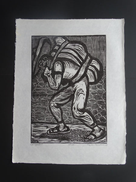 Byron Randall (1918-1999) - Woodcut - 1968 1st Edition- The Porter - AP1566