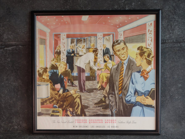 Southern Pacific Sunset Ltd French Quarter Lounge At The Convivial Hour ORIGINAL Poster 1950s AP1578