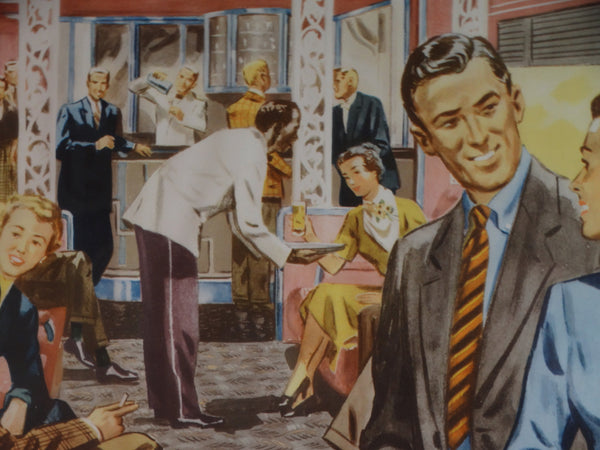 Southern Pacific Sunset Ltd French Quarter Lounge At The Convivial Hour ORIGINAL Poster 1950s AP1578