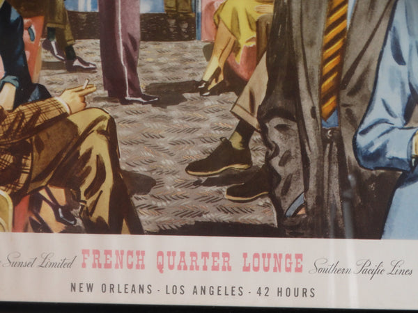 Southern Pacific Sunset Ltd French Quarter Lounge At The Convivial Hour ORIGINAL Poster 1950s AP1578