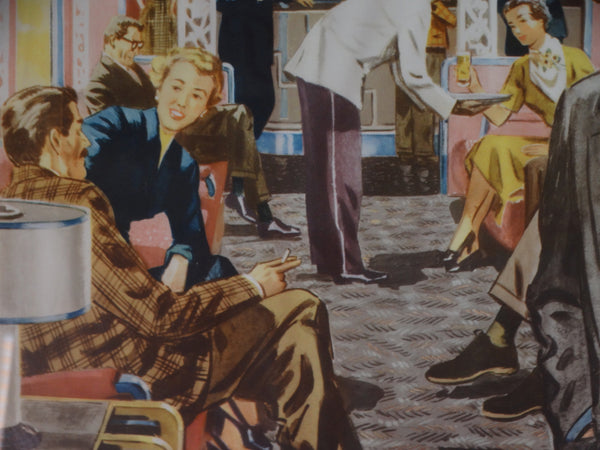 Southern Pacific Sunset Ltd French Quarter Lounge At The Convivial Hour ORIGINAL Poster 1950s AP1578