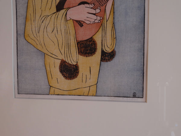 Anders Aldrin (1889- 1970) Block Print - Pierrot 1934 - Blue Background AP1586