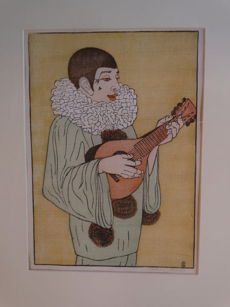 Anders Aldrin (1889- 1970) Block Print - Pierrot 1934 -Yellow Background AP1587