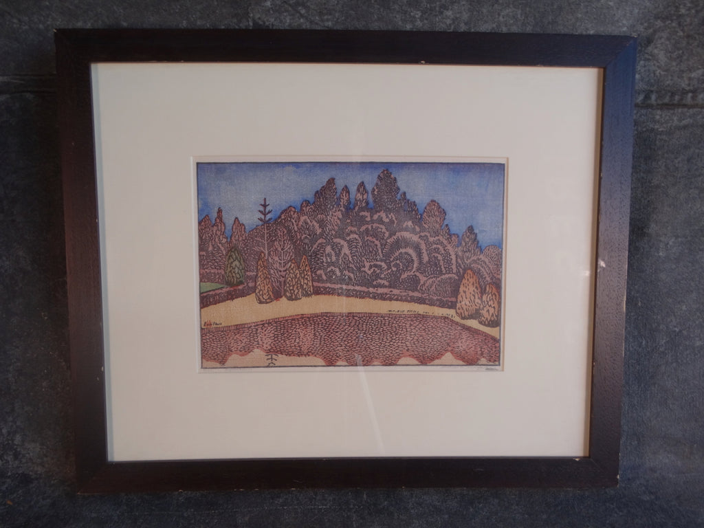 Anders Aldrin (1889- 1970) Block Print - Reflections, Darker Sky (PRIVATE COLLECTION) AP1594