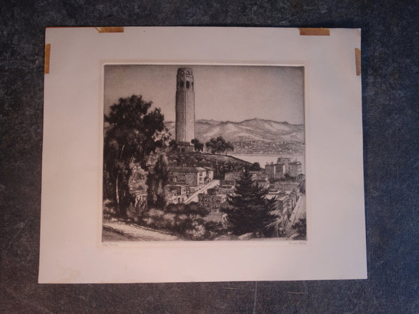 Cornelis Botke (1887-1954) - City Towers - circa 1930s-40s Etching AP1619