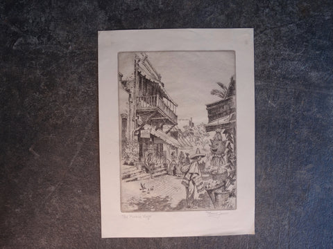 Peter Thorvald Jensen (1895-1965) - El Pueblo Viejo - Etching 1964 AP1623