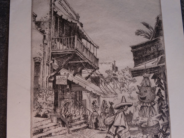 Peter Thorvald Jensen (1895-1965) - El Pueblo Viejo - Etching 1964 AP1623