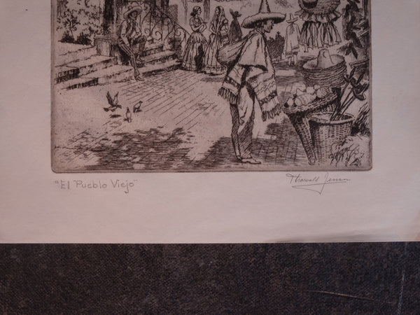 Peter Thorvald Jensen (1895-1965) - El Pueblo Viejo - Etching 1964 AP1623