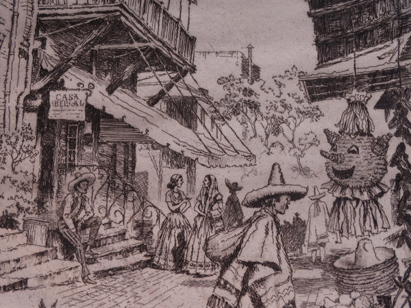 Peter Thorvald Jensen (1895-1965) - El Pueblo Viejo - Etching 1964 AP1623