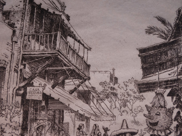 Peter Thorvald Jensen (1895-1965) - El Pueblo Viejo - Etching 1964 AP1623