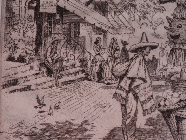 Peter Thorvald Jensen (1895-1965) - El Pueblo Viejo - Etching 1964 AP1623
