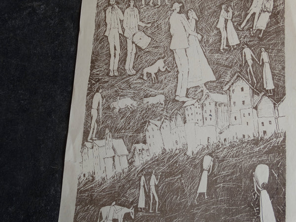 Alfredo Delpretti (1913-2010) - The People of the Town - Block Print AP1635