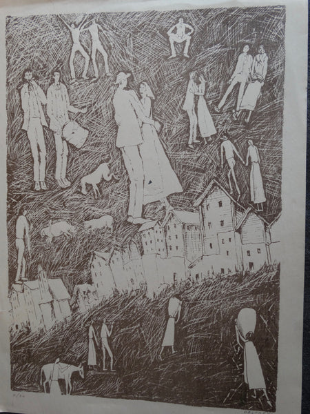 Alfredo Delpretti (1913-2010) - The People of the Town - Block Print AP1635