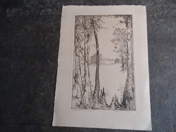 Polly Knipp Hill -Suwannee River, Florida - Etching AP1636