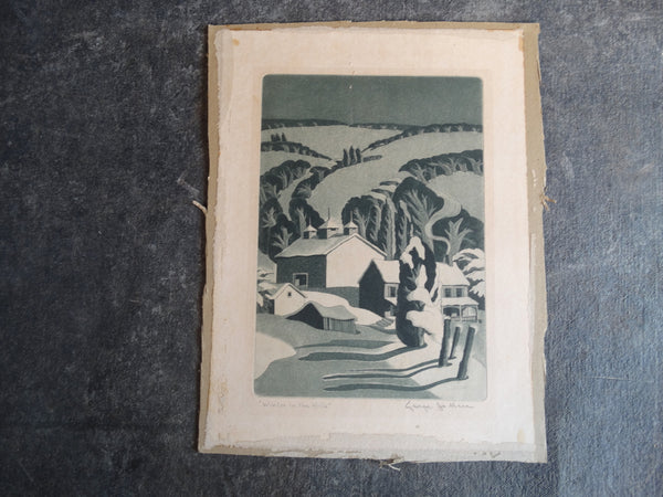 Winter In the Hills - Aquatint c1940s AP1638
