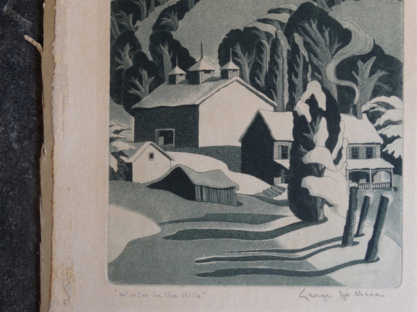 Winter In the Hills - Aquatint c1940s AP1638