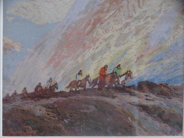 Fred Grayson Sayre - Native American Riders 1930s Serigraph AP1674