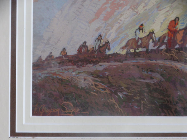 Fred Grayson Sayre - Native American Riders 1930s Serigraph AP1674